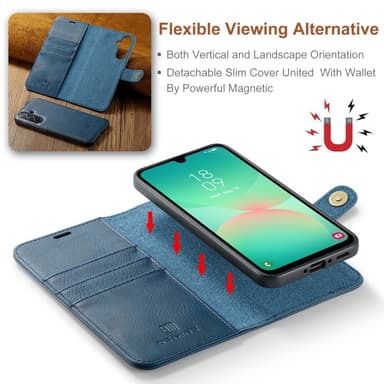 DG MING Samsung A26 5G 2-i-1 Magnet Flip Cover - Blå