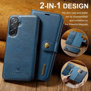 DG MING Samsung A26 5G 2-i-1 Magnet Flip Cover - Blå