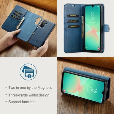 DG MING Samsung A26 5G 2-i-1 Magnet Flip Cover - Blå