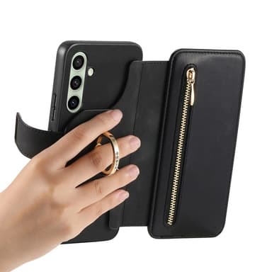 SKALO Samsung A26 5G 2-in-1 Magnet PU-Læder Ring Flip Cover - Sort