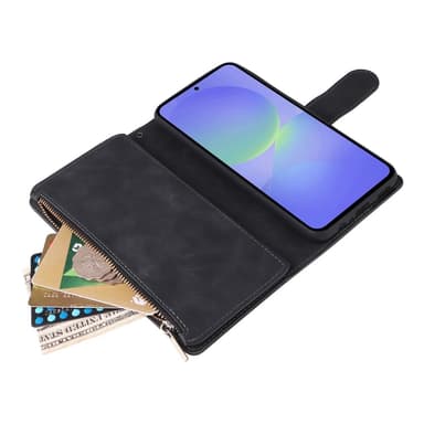 SKALO Samsung A36 5G Zipper PU-læder Flip Cover - Sort