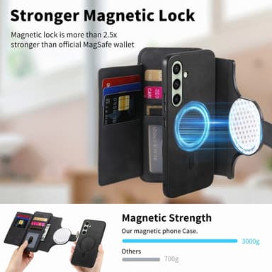 SKALO Samsung A26 5G 2-in-1 Magnet PU-Læder Ring Flip Cover - Sort