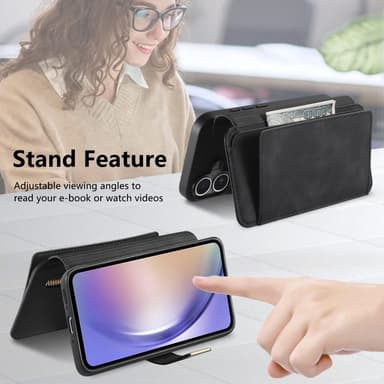 SKALO Samsung A26 5G 2-in-1 Magnet PU-Læder Ring Flip Cover - Sort