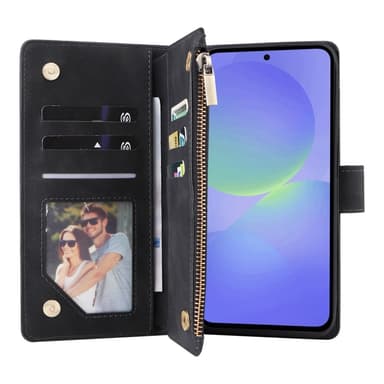 SKALO Samsung A36 5G Zipper PU-læder Flip Cover - Sort