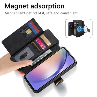 SKALO Samsung A26 5G 2-in-1 Magnet PU-Læder Ring Flip Cover - Sort