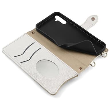 SKALO Samsung A36 5G Litchi Makeup Mirror Chain Flip Cover - Hvid