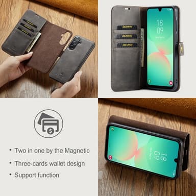 DG MING Samsung A26 5G 2-i-1 Magnet Flip Cover - Grå