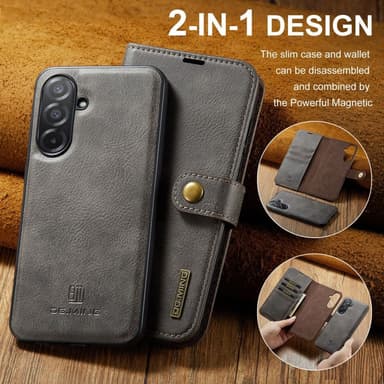 DG MING Samsung A26 5G 2-i-1 Magnet Flip Cover - Grå