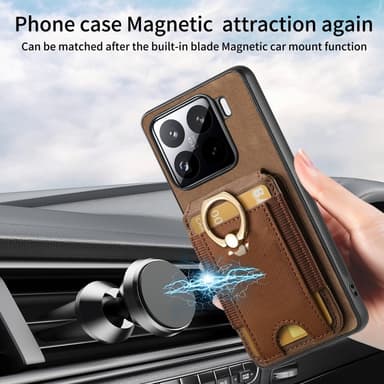SKALO Xiaomi 15 2-i-1 Magnetisk Kortholder Cover - Sort
