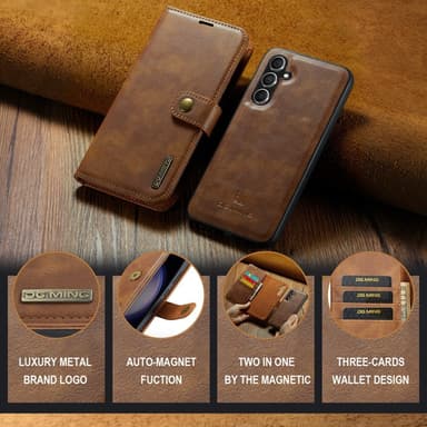 DG MING Samsung A36 5G 2-i-1 Magnet Flip Cover - Brun