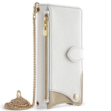 SKALO Samsung A36 5G Litchi Makeup Mirror Chain Flip Cover - Hvid