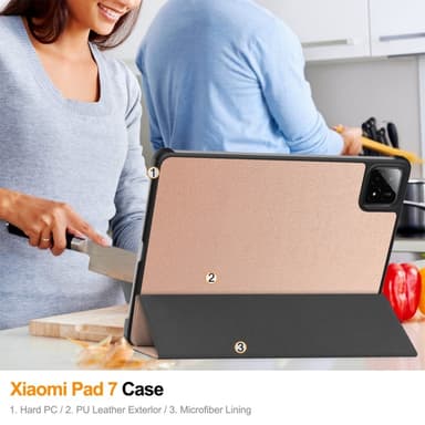 Slim Fit Cover Case til Xiaomi Pad 7 Auto Wake / Sleep - Rose Gold