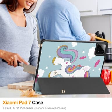 Slim Fit Cover Case til Xiaomi Pad 7 Auto Wake / Sleep - Unicorn
