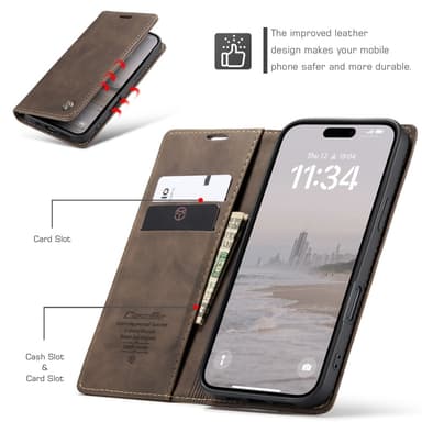 CASEME Retro tegnebog taske til iPhone 16 Plus