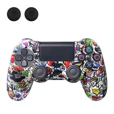 Etui til Sony PlayStation 4 Pro Slim PS4 Anti-Slip Silikone Skin Cover - Graffiti