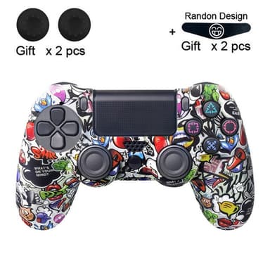 Etui til Sony PlayStation 4 Pro Slim PS4 Anti-Slip Silikone Skin Cover - Graffiti