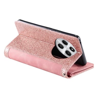 Til Xiaomi Redmi 14C Etui med Lynlåslomme og 9 Kortlommer – RoseGold