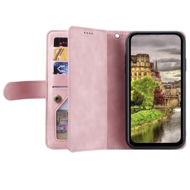 Til Xiaomi Redmi 14C Etui med Lynlåslomme og 9 Kortlommer – RoseGold