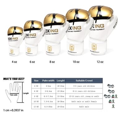 WOSWEIR 1 par 12 oz boksehandsker Kickboxing træning for voksne - Rød/guld