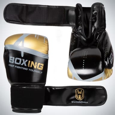 WOSWEIR 1 par 12 oz boksehandsker Kickboxing træning for voksne - Rød/guld