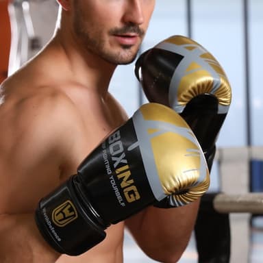WOSWEIR 1 par 12 oz boksehandsker Kickboxing træning for voksne - Rød/guld