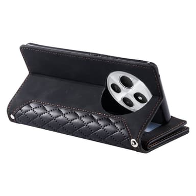Til Xiaomi Redmi 14C Zipper Wallet Case Rhombus Telefoncover - Sort