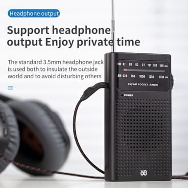 Fuld kanal dual band radio FM/AM bærbar radio, batteridrevet