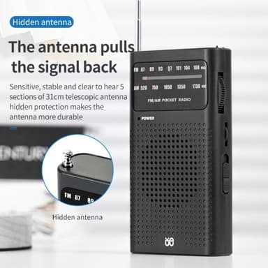 Fuld kanal dual band radio FM/AM bærbar radio, batteridrevet