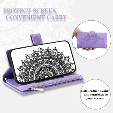 Til Samsung Galaxy A56 tegnebogscover Cover Shell Mandala Blomstermønster - Lilla