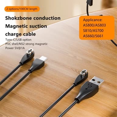 Oplader til Shokz OpenComm AS800 AS810 AS700 AS660 S661 Bone Conduction