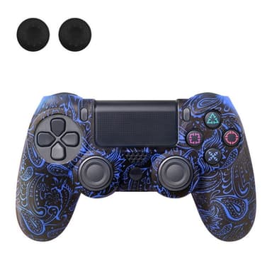 Etui til Sony PlayStation 4 Pro Slim PS4 Anti-Slip Silikone Skin Cover - Blue Phoenix Feather