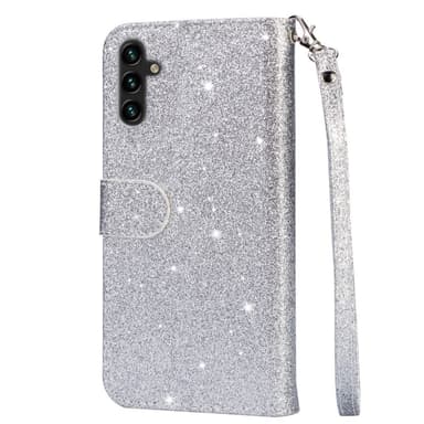 Til Samsung Galaxy A56 5G Stående Glittercover med Lynlåslomme - Sølv