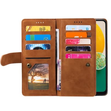 Til Samsung Galaxy A26 5G Etui med Lynlåslomme og 9 Kortlommer