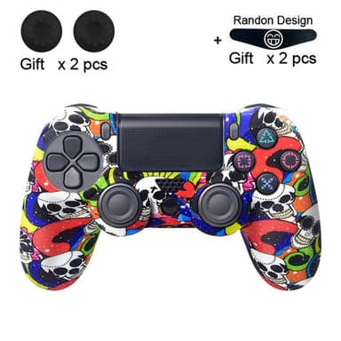 Etui til Sony PlayStation 4 Pro Slim PS4 Anti-Slip Silikone Skin Cover - White Skull