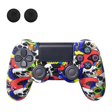 Etui til Sony PlayStation 4 Pro Slim PS4 Anti-Slip Silikone Skin Cover - White Skull