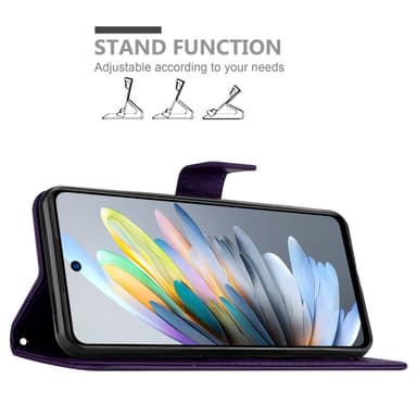 ZTE Blade A75 4G Pungetui Cover Blomster (Lilla)