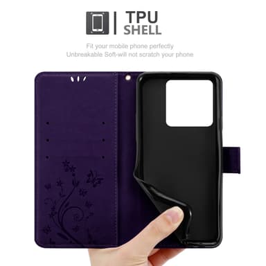 Xiaomi 14T Pungetui Cover Blomster (Lilla)