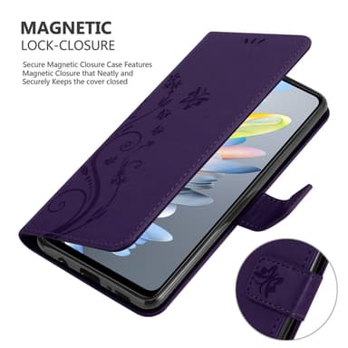 ZTE Blade A75 4G Pungetui Cover Blomster (Lilla)