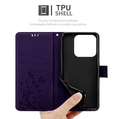 ZTE Blade A75 4G Pungetui Cover Blomster (Lilla)