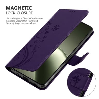 Xiaomi 14T Pungetui Cover Blomster (Lilla)