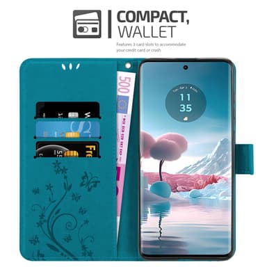 Motorola Edge 40 Neo Pungetui Cover Blomster (Blå)