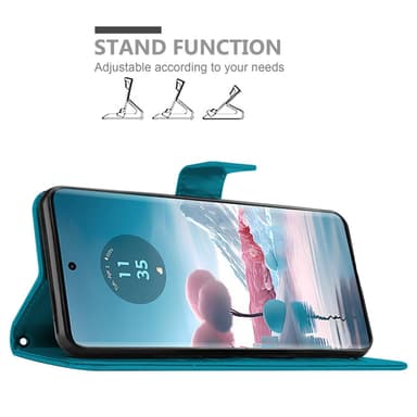 Motorola Edge 40 Neo Pungetui Cover Blomster (Blå)