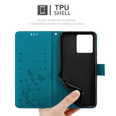 Motorola Edge 40 Neo Pungetui Cover Blomster (Blå)