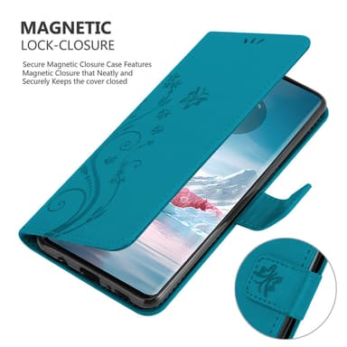 Motorola Edge 40 Neo Pungetui Cover Blomster (Blå)