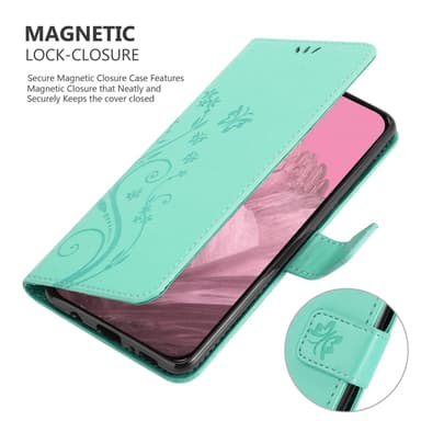 Google Pixel 9 Pungetui Cover Blomster (Turkis)