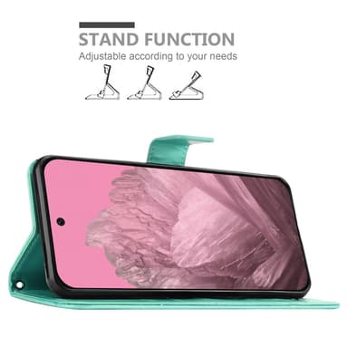 Google Pixel 9 Pungetui Cover Blomster (Turkis)