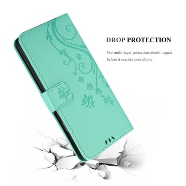 Google Pixel 9 Pungetui Cover Blomster (Turkis)