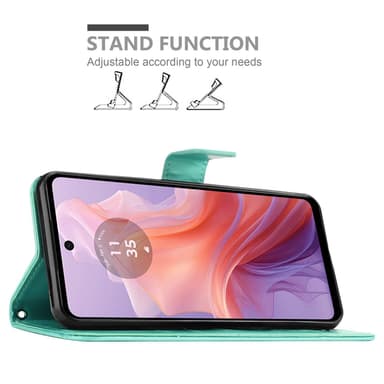 Motorola Moto E14 Pungetui Cover Blomster (Turkis)