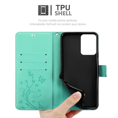 Motorola Moto E14 Pungetui Cover Blomster (Turkis)