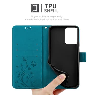 Motorola Moto E14 Pungetui Cover Blomster (Blå)